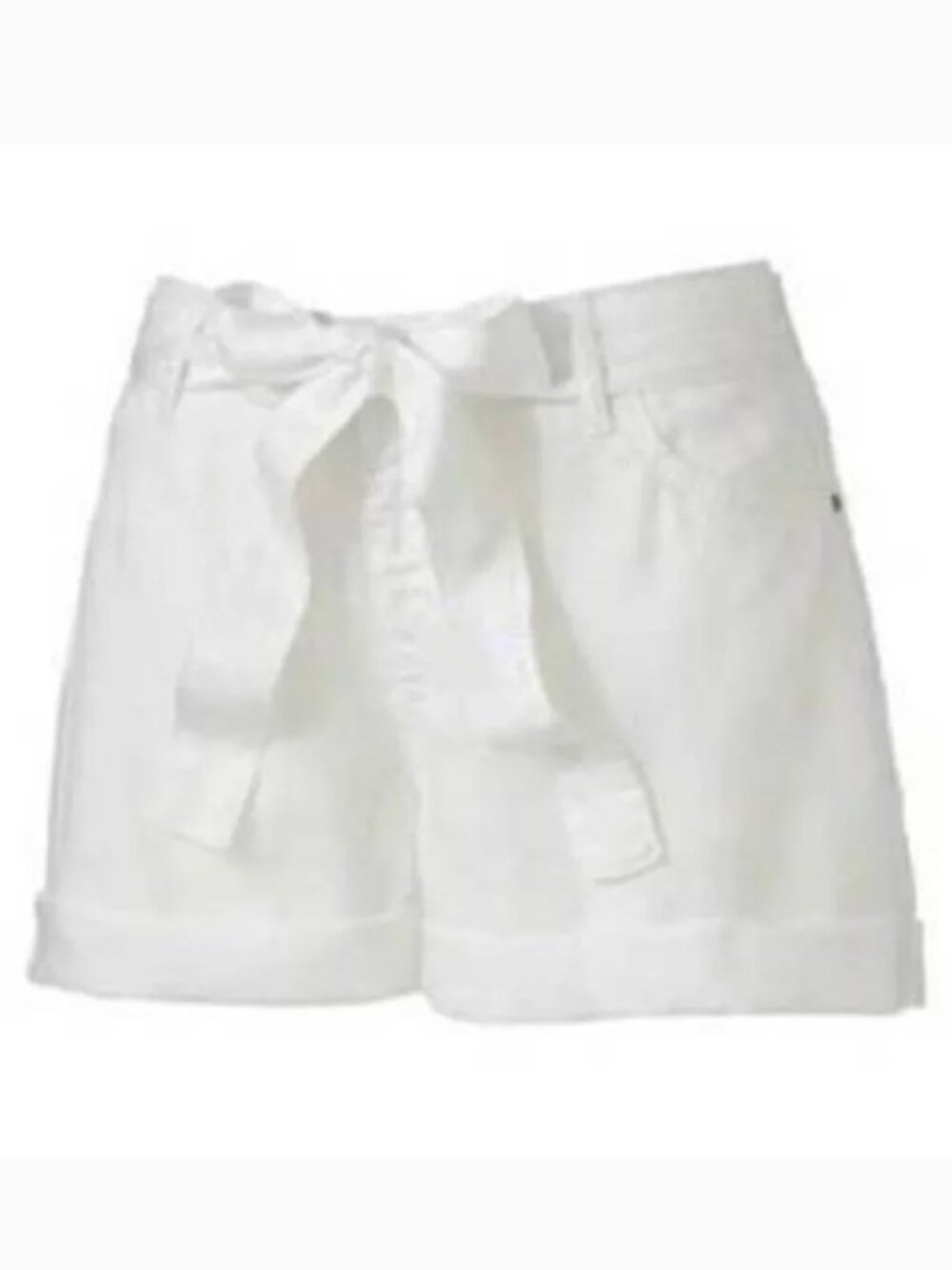 Jennifer Lopez Shorts Womens 0 White Chambray Belted Cuffed Lightweight JLO